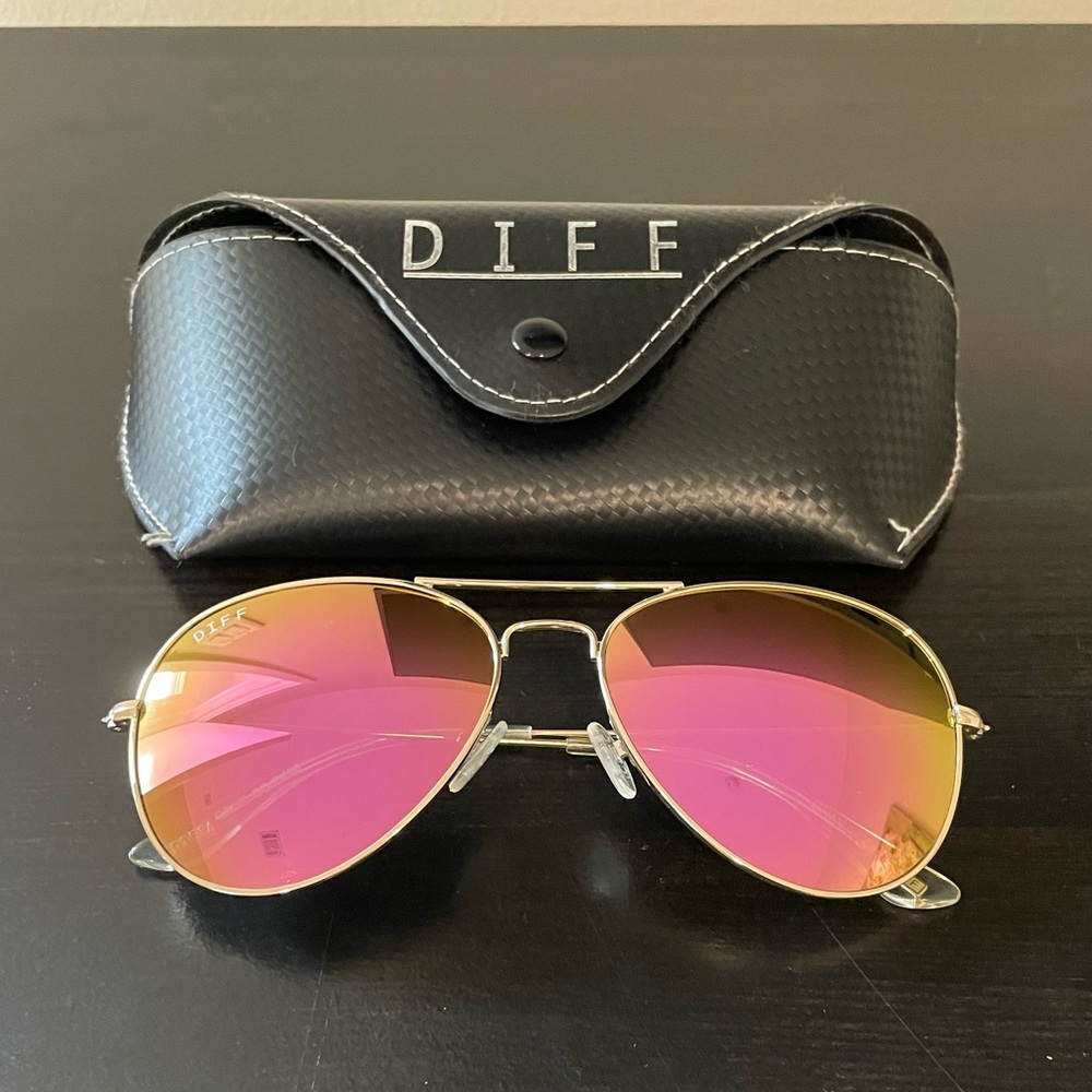 Diff Cruz Pink Aviator Sunglasses